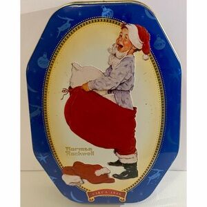 Vintage 1998 Snickers Norman Rockwell Christmas Tin Canister Limited Edition
